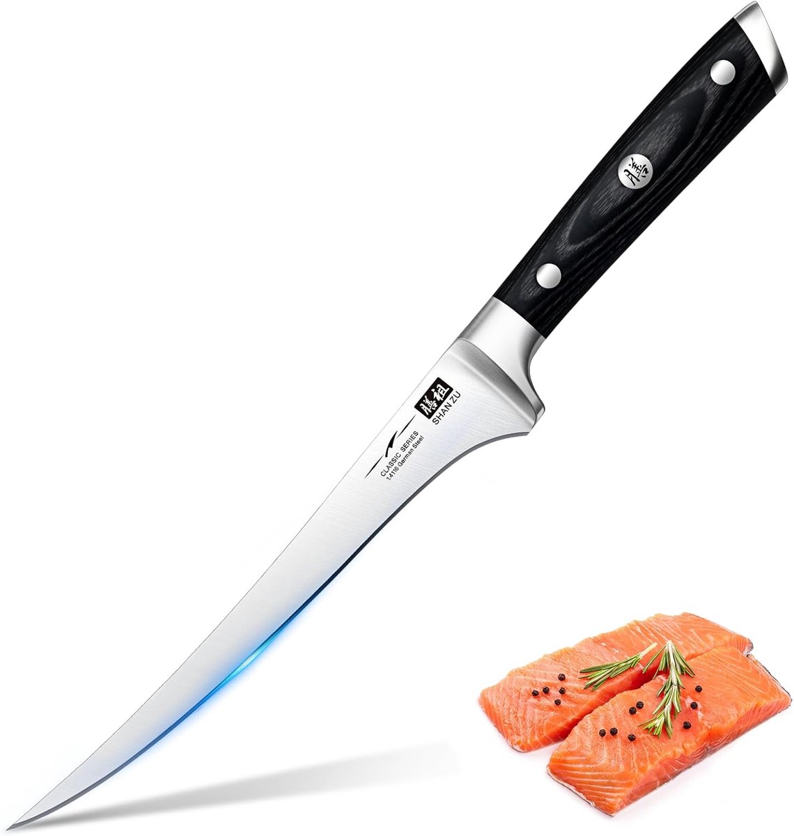 Thijox - 7 Inch Fileermes - Scherp 18 cm Roestvrijstalen Visfileermes met Ergonomisch Handvat - Perfect voor Vissen, Keuken, Zalmmes - Prachtige Gesch