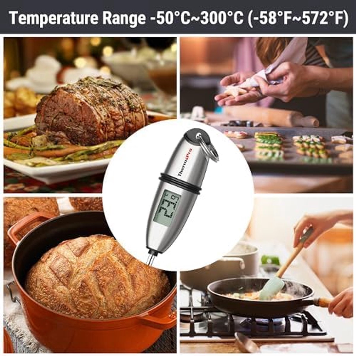 Thijox - ThermoPro TP02S Digitale Vlees Thermometer met Lange Sonde voor Grillen, BBQ, Koken, Oven, Smoker, Olie, Melk, Yoghurt, Keukenaccessoire