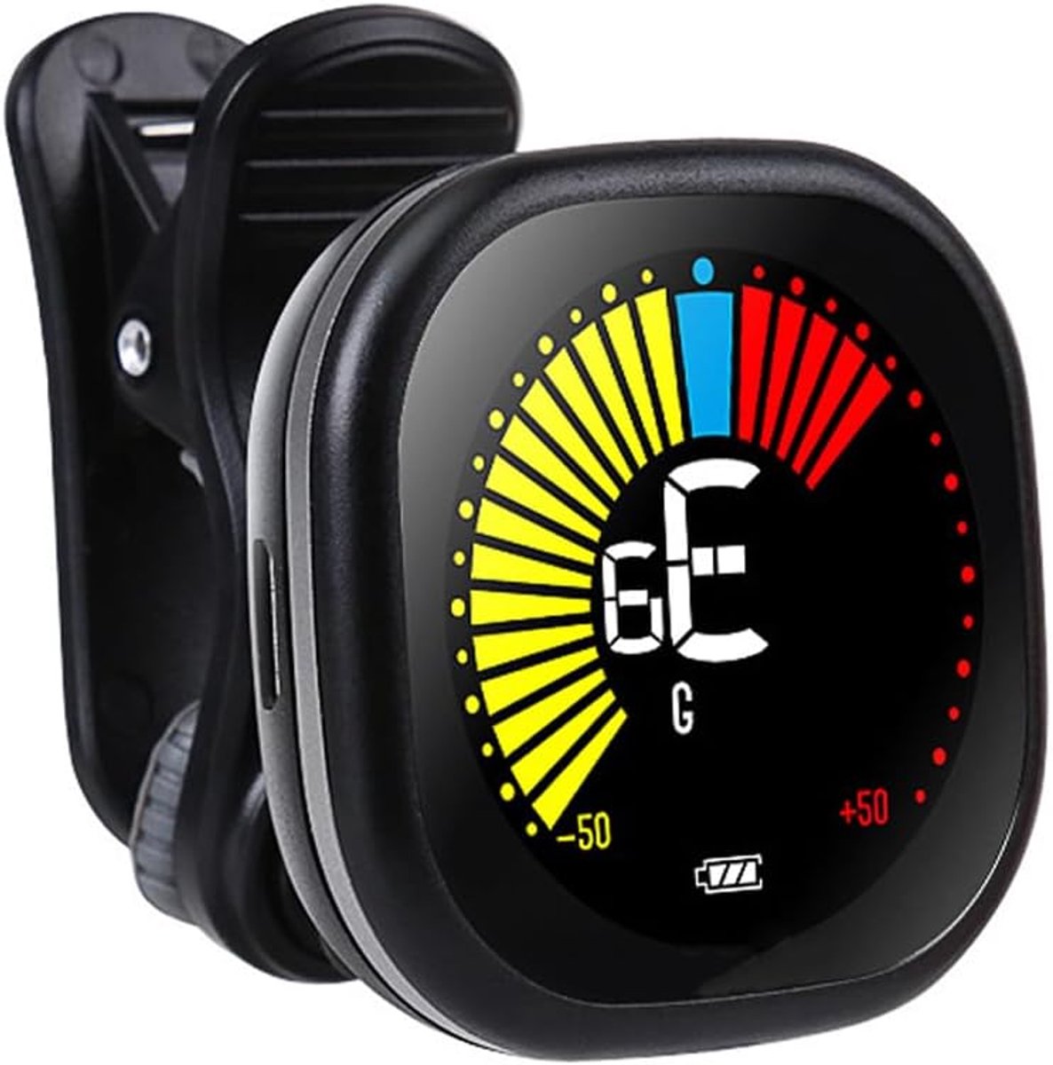 Thijox - Gitaar Tuner Clip-on Oplaadbare Tuner met LED Kleuren Display voor Gitaar, Bas, Viool, Ukelele - Chromatische Digitale Stemmodi, Hoog Contras