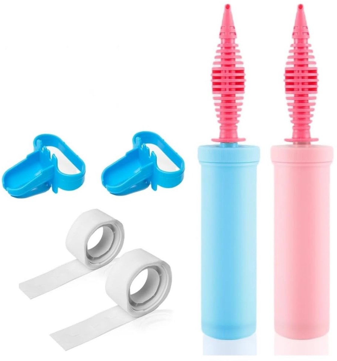 Dailygoods- Ballonpomp Set - 2 Stuks Handmatige Ballonpompen - Inclusief Ballonbinders - Voor Ballonnen/Zwemringen - 28 cm Hoog - Polypropyleen Materiaal - Ballonpompset