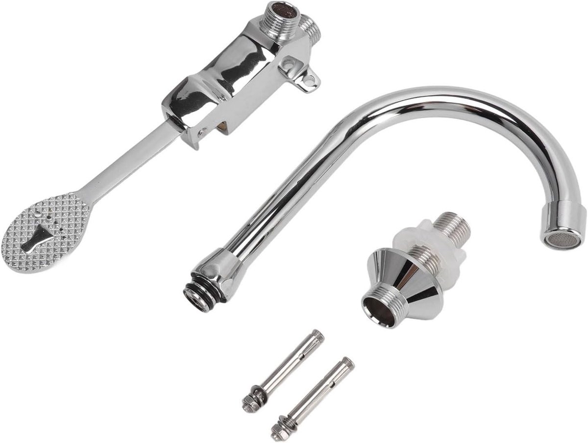 RVS Touchless Kraan met Voetpedaal voor Badkamer Wastafel - Handenvrij Water Tap, Modern Design, Gemakkelijk te Installeren