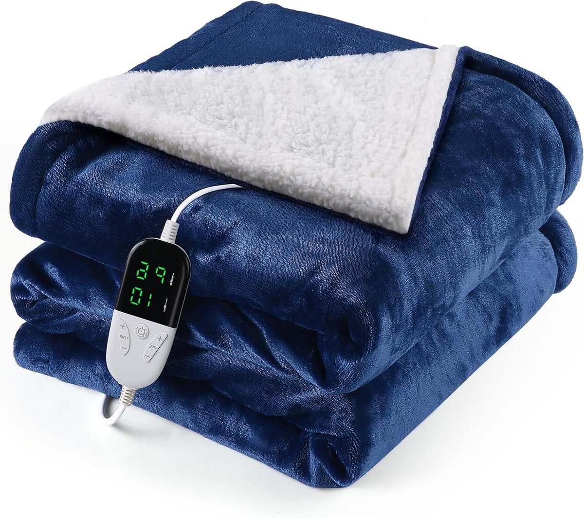 Elektrisch Dekbed - Verwarmde deken - Lekker warm blijven - Automatische uitschakeling - 133 x 155 cm - Blauw
