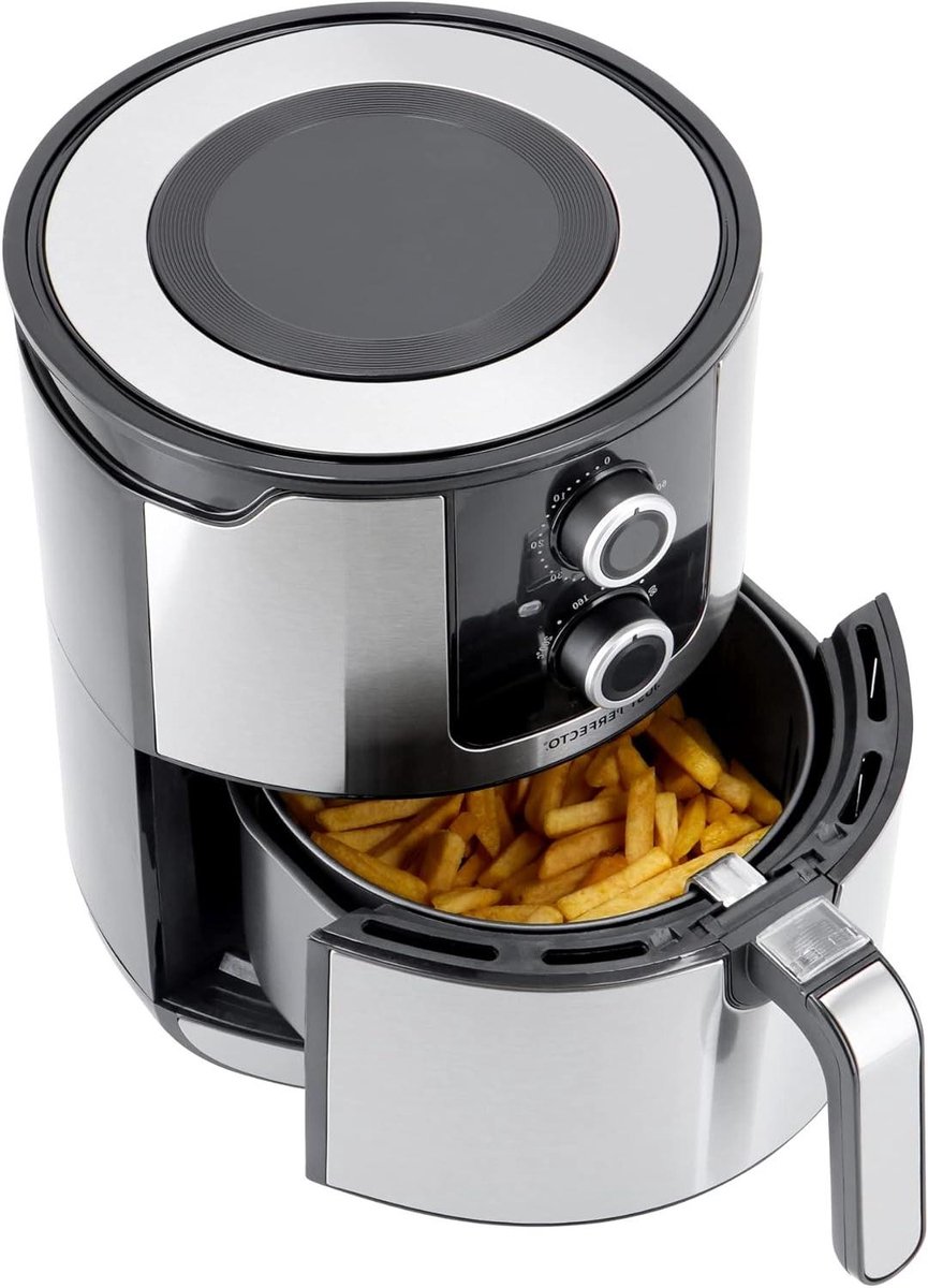 Heteluchtfriteuse - Airfryer - Gezond Frituren - Roestvrij Staal - 4 Liter - Zilver