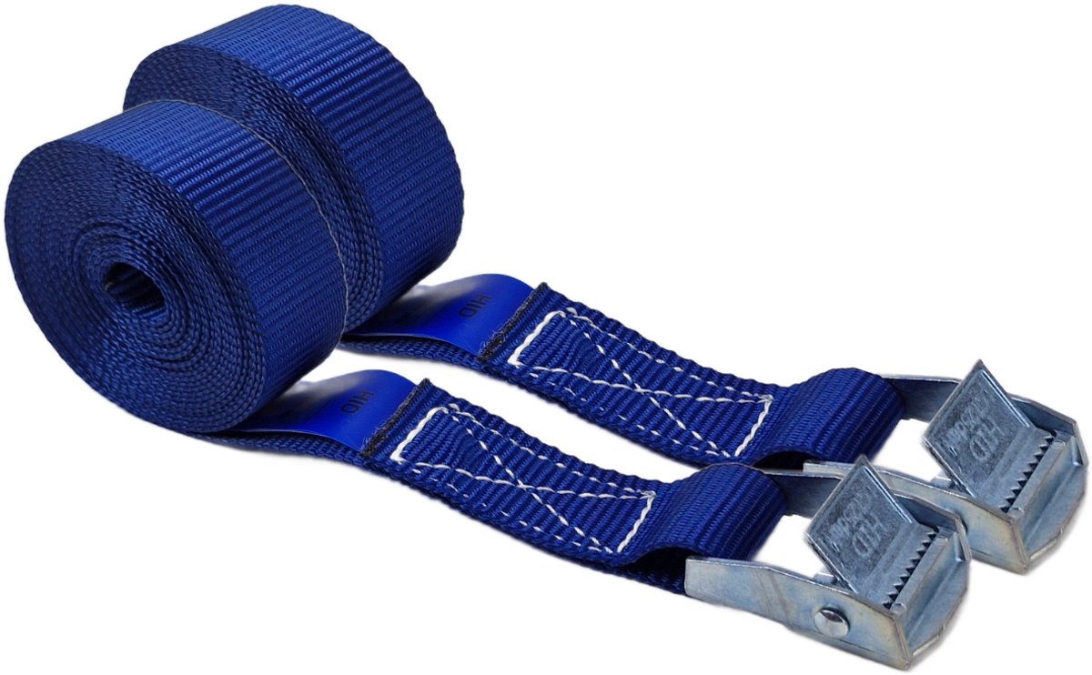 BCF-Products - Spanbanden - 2.5 meter - 2 stuks - Blauw- Sjorband - Spanriem - Bindriem - met Gesp