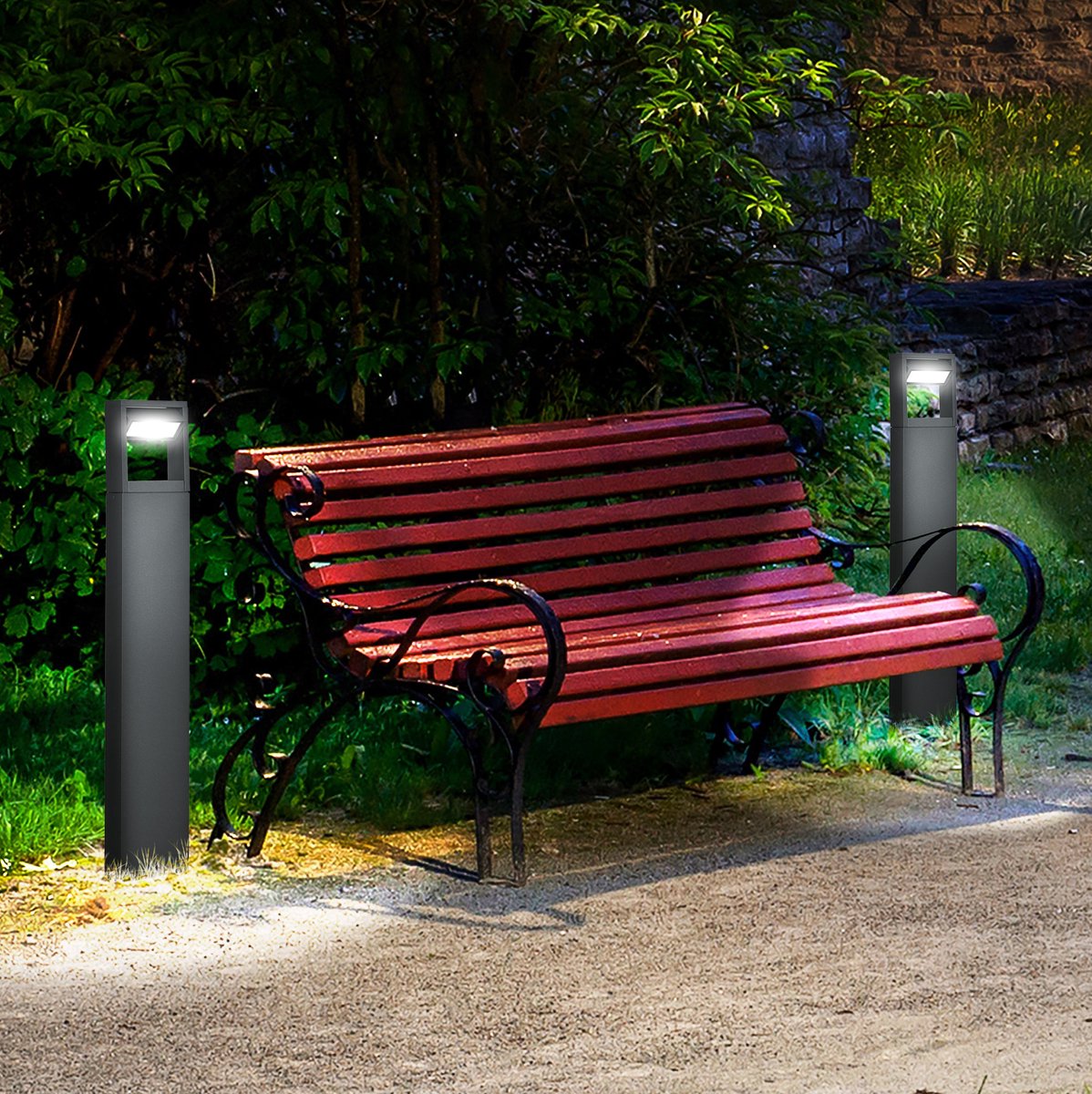 MEUNIQ padverlichting met geïntegreerde LED 16 x 5 x 90 cm, 3000K warm wit, verstelbare lichthoek 45°, IP65 aluminium tuinlamp voor pad, terras en tuin, donkergrijs