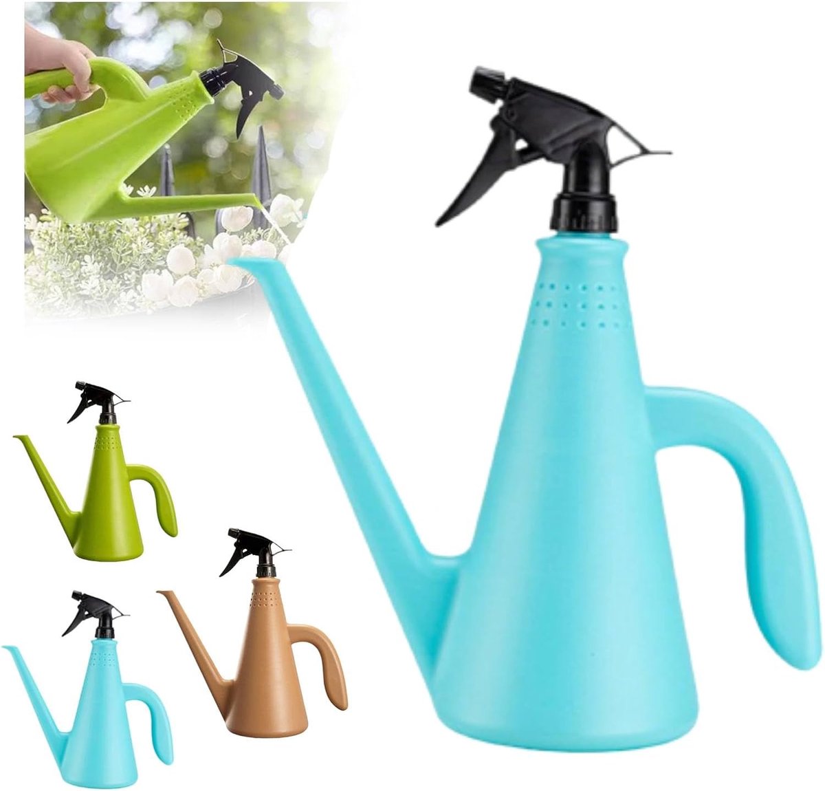 2-In-1 Gieter Met Spuitfunctie - 1000 Ml - Handmatige Plantenspuit - Voor Binnen- En Buitenplanten - Geschikt Voor Bonsai Tuin Balkon - Blauw