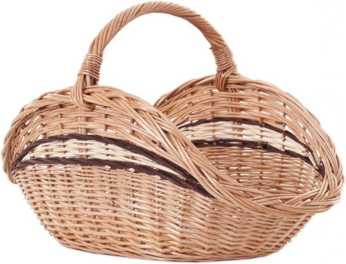 Haardhoutmand Wilgenhout - Natuurlijke mand - Opslag Haardhout - Handgeweven Europa - 51x29x31 cm - Natuurlijk