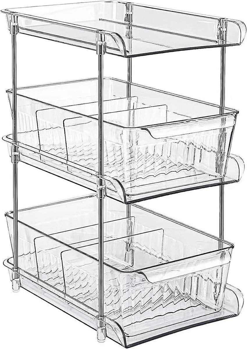 gootsteenkast organizer uitrekbaar - Basin Organizer - Kunststof - Uittrekbare Lades - Multifunctioneel - Voor Keuken en Badkamer