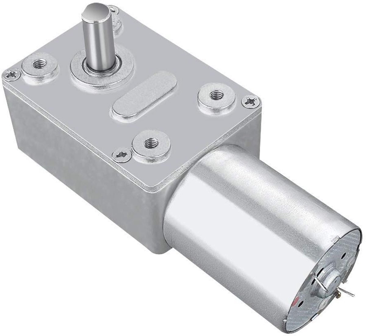 Gelijkstroom Motor - Hoge Koppel - Apparaten Aandrijven - Zelfblokkerend Wormwiel - 12V 5RPM - Zilverkleurig