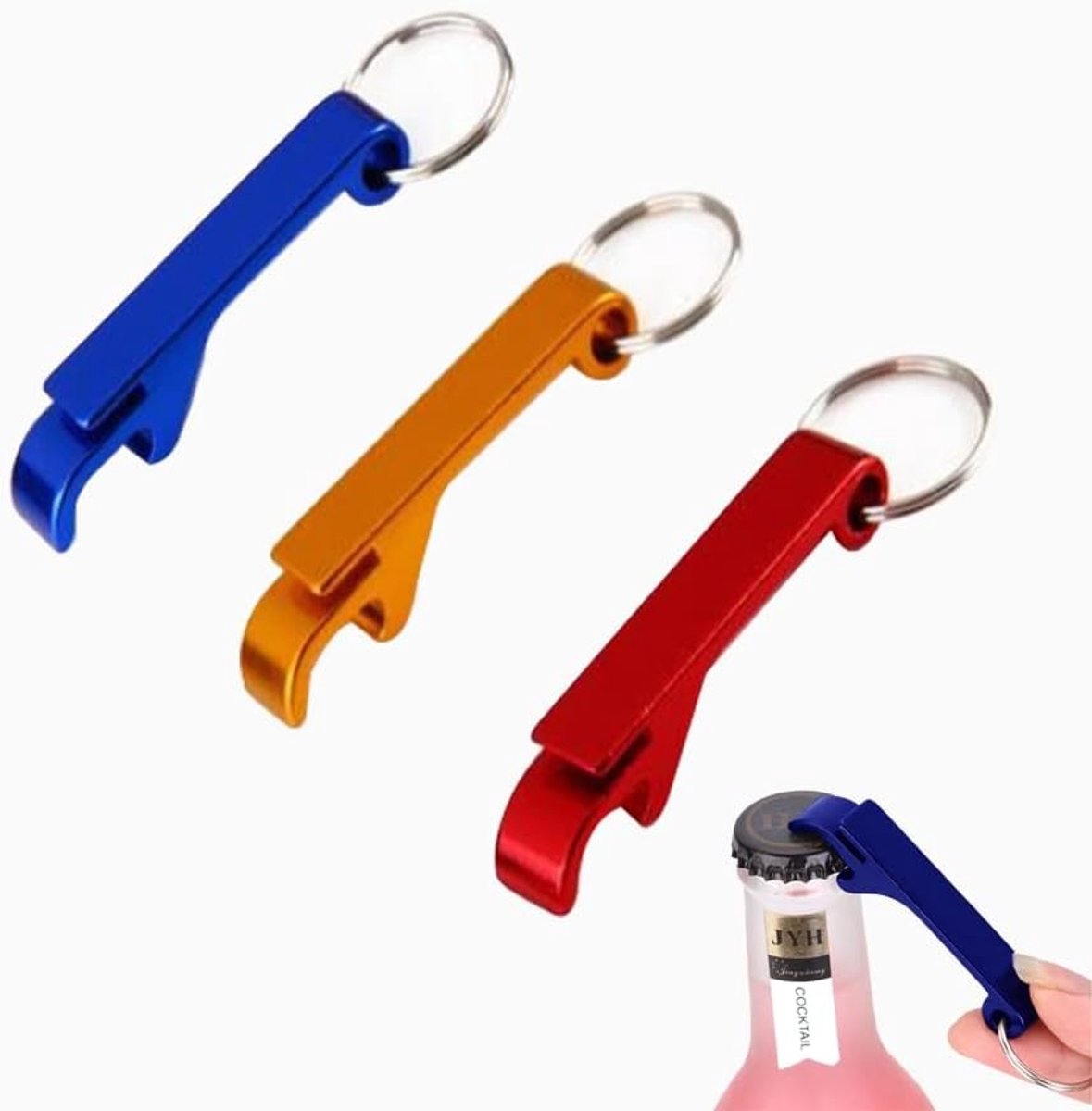 Set van 3 Kleurige Mini Flesopeners voor Feesten, Perfect voor Barbecues en Gezellige Avonden