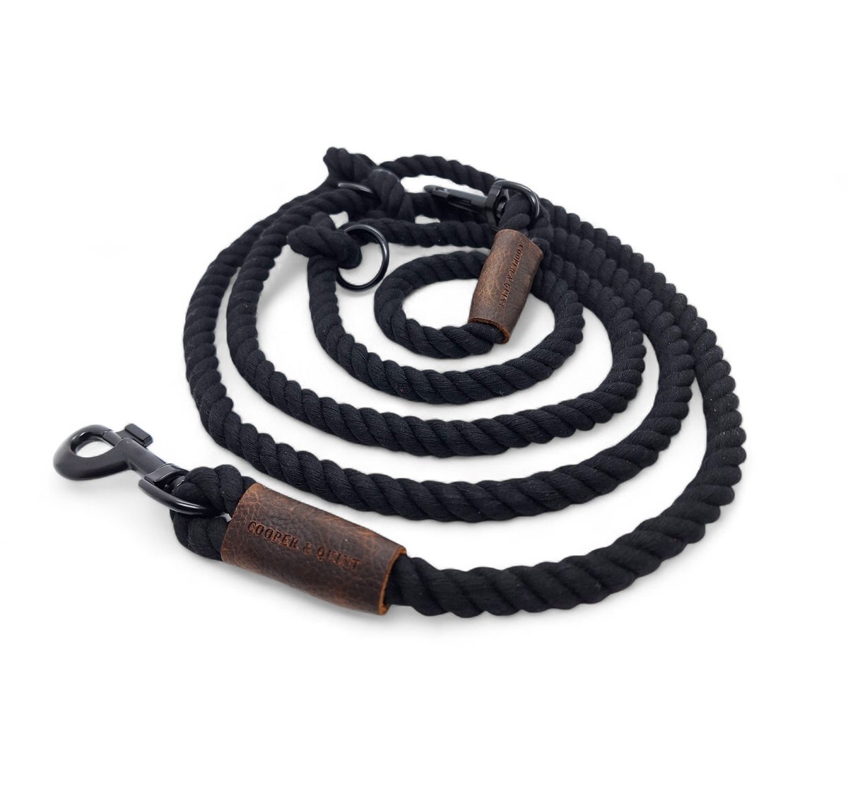 Cooper & Quint Twisted Cotton Verstelbare Hondenriem Zwart - All Black
