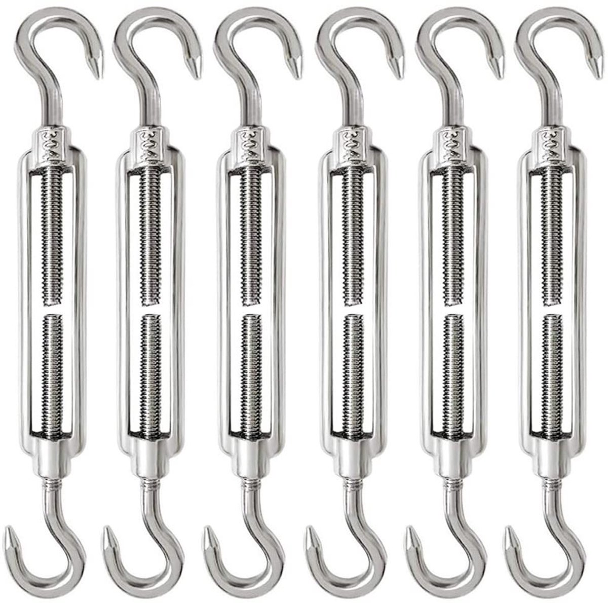 6 Stuks RVS M6 Kabelspanners Verstelbare Turnbuckle Haak voor Spanning en Elasticiteit van Touw en Kabelaccessoires