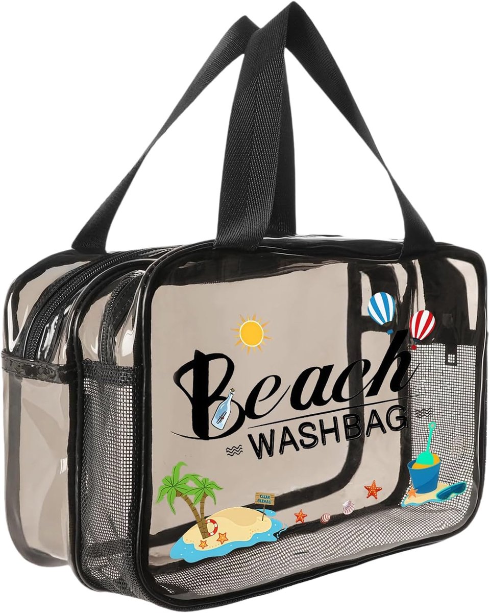 Thijox - Doorzichtige Toilettas - Draagbare Make-uptas voor Reizen - Waterdichte PVC Waszak met Natte en Droge Scheiding - Grote Capaciteit 31x16x21cm