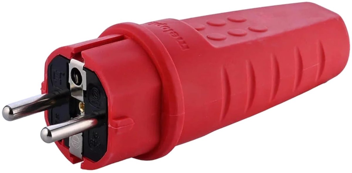 Waterdichte Rubberen Stekker Buiten 230V 16A IP44 voor Kabel tot 2.5 mm² - Breukvast en Geaard