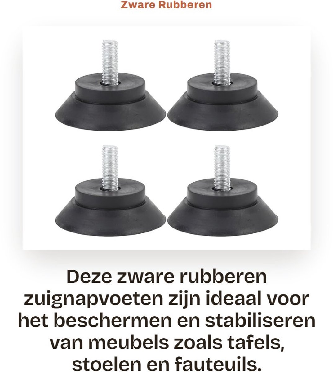 Dailygoods- Zuignap met Schroefbevestiging - Antislip Voeten - Rubber - Zware Bevestiging - Meubelstabiliteit - Set van 4 - Meubelvoeten