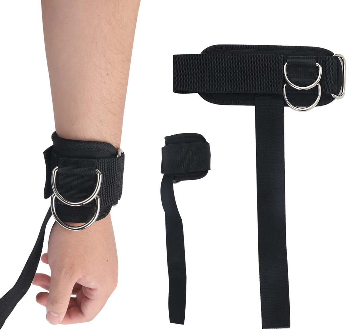 Dailygoods- Polsbanden Zwart - 2 Stuks - Gewichthefbanden - D-Ringen - Deadliftbanden - SBR-materiaal - 33 cm lang