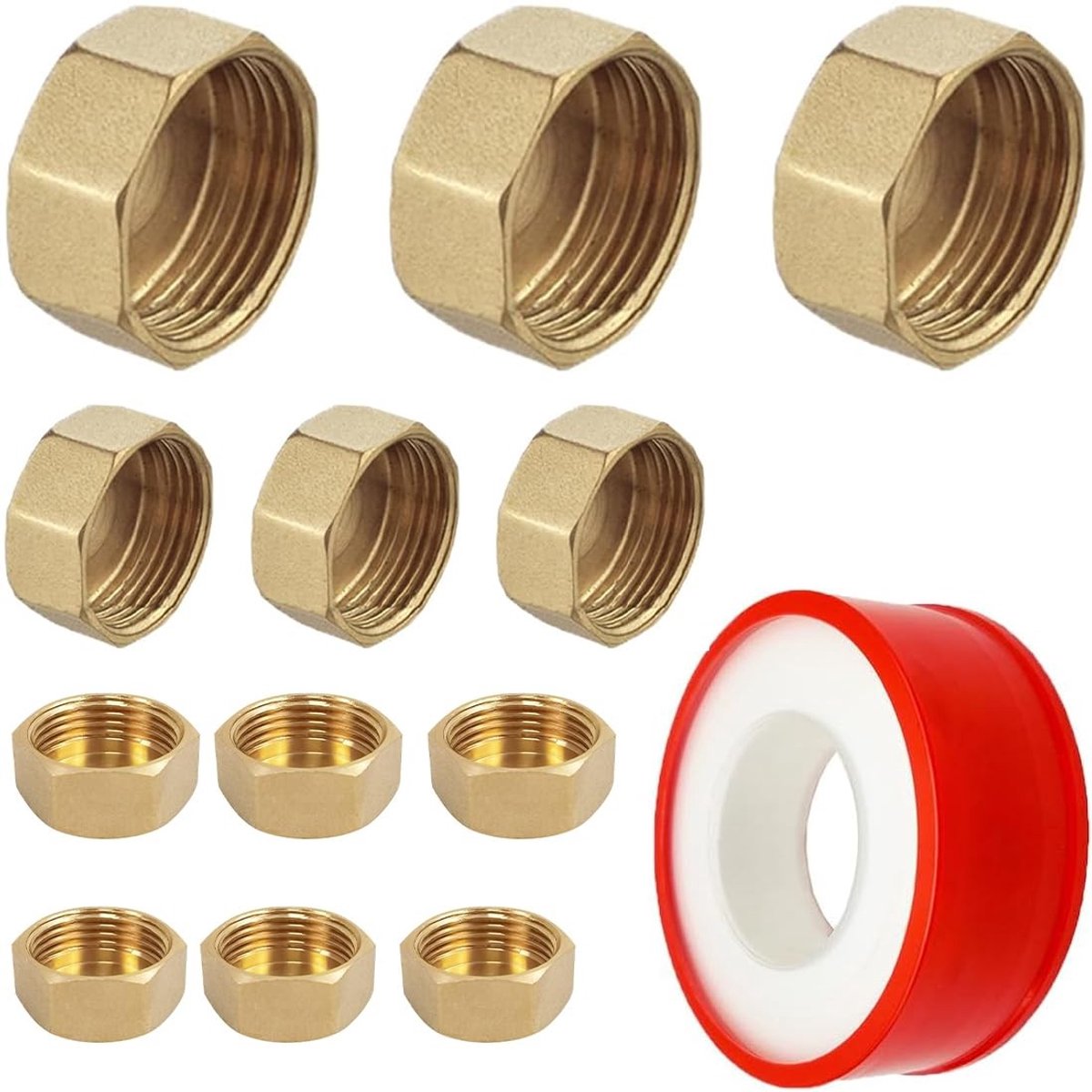Dailygoods- Waterleidingenset Hoogwaardige Blindstops - Messing Doppen - Afsluitventiel - Hoekventieldop - Montagemateriaal - 5 Maten - Blindstop