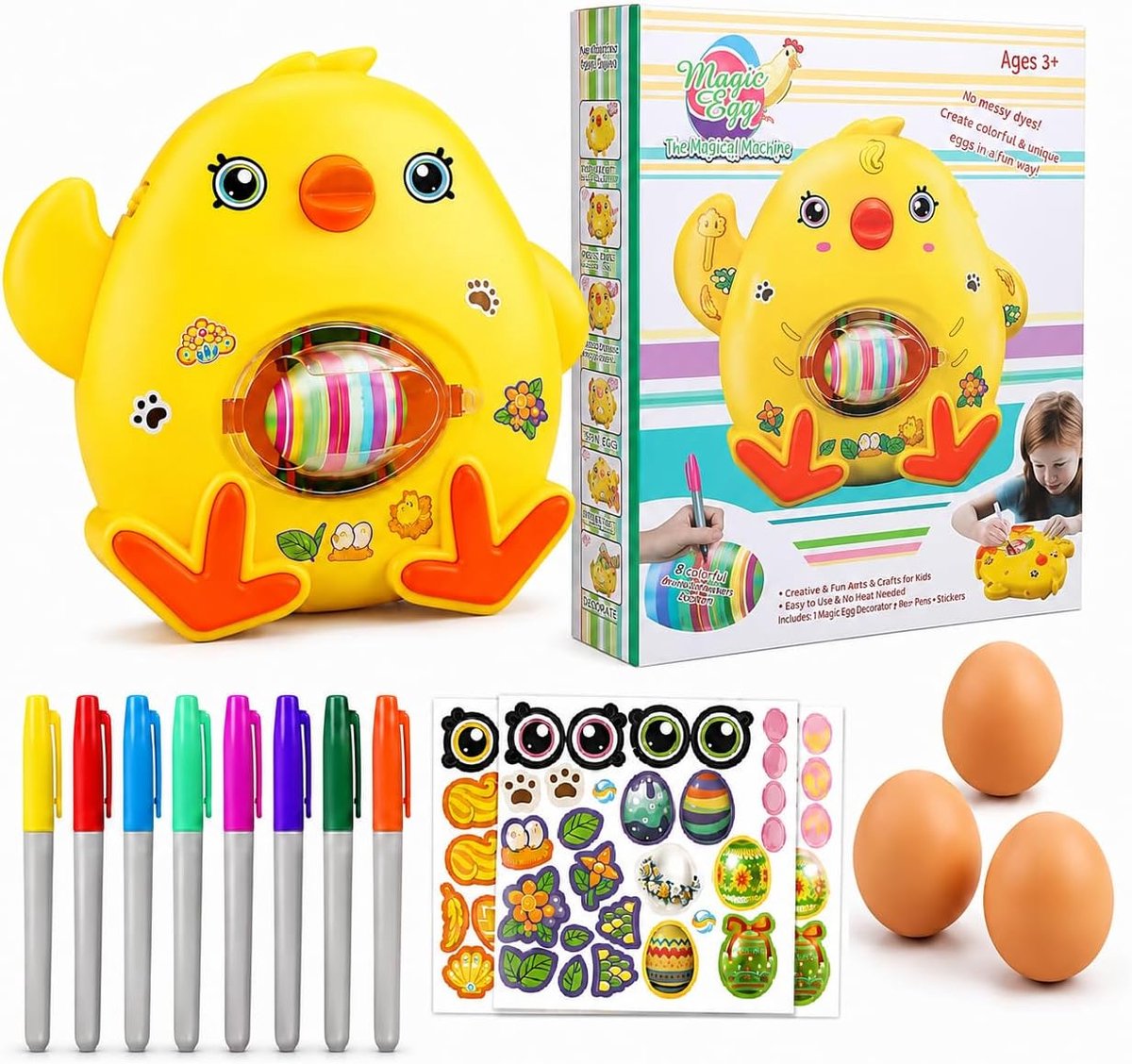 SnelShoppen - Paaseierenmachine - Decoratieset voor Paaseieren - Verfmachine met Spinner - Creatieve Knutselactiviteiten voor Kinderen - Niet-giftig e