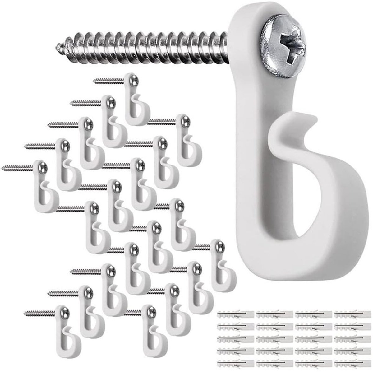 Dailygoods- Plafondhaken 20 stuks - Zwart/Witte Haken - Metalen Haken - Schroefhaken - Voor Binnen/Buiten - Draagt tot 13,6 kg - Ophanghaken