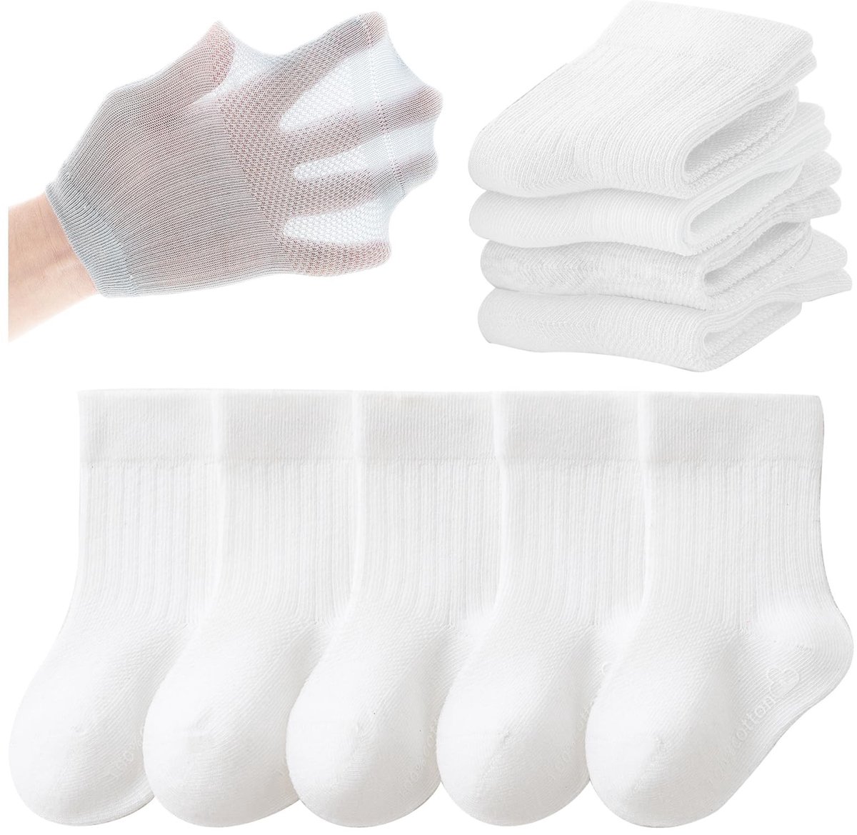 Dailygoods- Peuter Sokken 5 Paar - Zacht Katoen - Ademend - Lichtgewicht - Unisex - Comfortabele Pasvorm - Baby Sokken