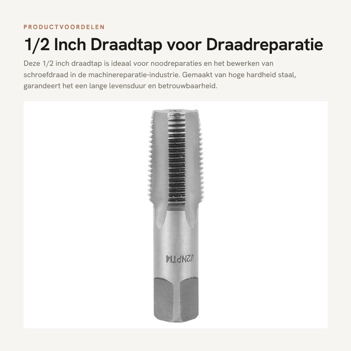 Dailygoods- Draadtap Hoge Hardheid Staal - 22 mm Draad - 34 mm Draaddiepte - Geschikt voor CNC Bewerking - Noodreparaties - Precisie Gebruik - Schroefdraad