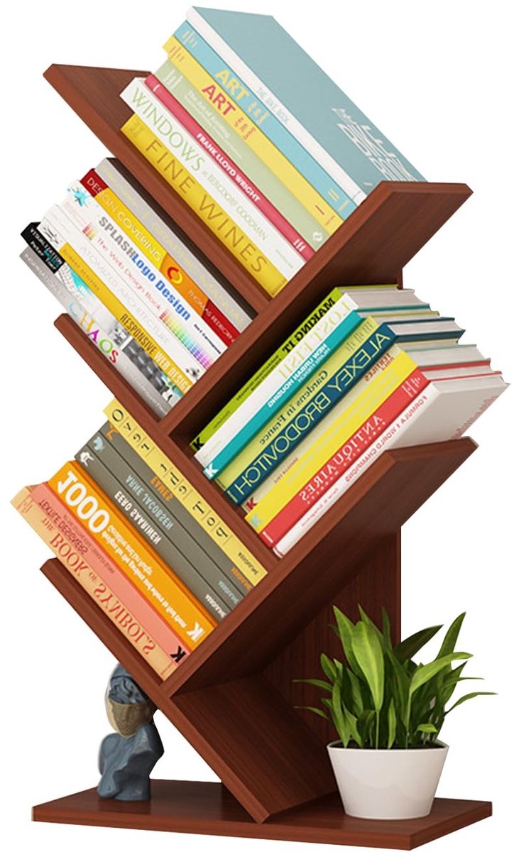 Dailygoods- Boekenkast 5-niveaus - Opbergrek - Hout - Ruimtebesparend ontwerp - Geschikt voor kantoor/slaapkamer - Waterbestendig oppervlak