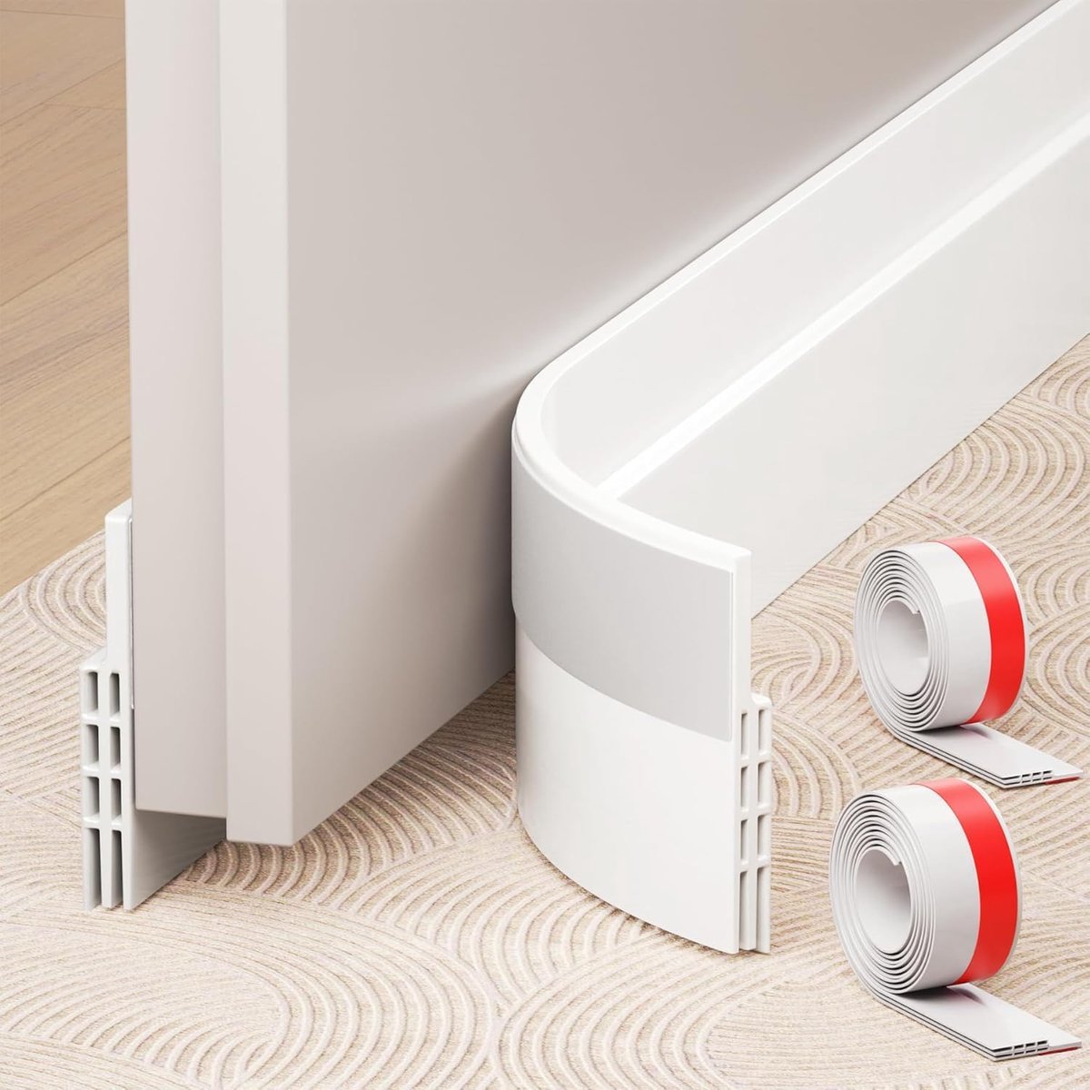 Dailygoods - Deurafdichting, tochtstopper, voor deuren, 2 m, wit, zelfklevend, om energie te besparen, tochtstopper voor deuren, tochtstopper, ook ideaal als geluids- en koudebescherming