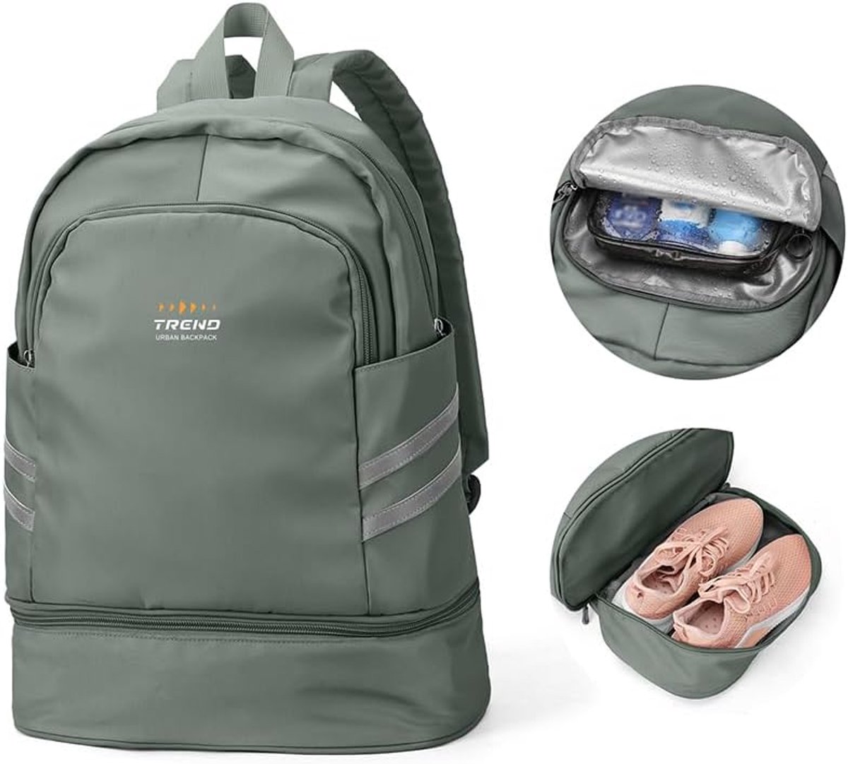 Thijox - Gymtas voor Vrouwen met Schoenenvak en Nat Vak - Opvouwbare Grote Reizen Laptop Rugzak - Waterdichte Dagrugzak voor School, Sport, Zwemmen en