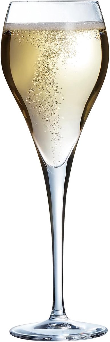 Thijox - Champagneglazen 16 cl - Set van 6 - Ultrahelder Glas - Ribbelpunt voor Perfecte Bruising - Duurzaam en Elegant - Gemaakt in Frankrijk - Feest