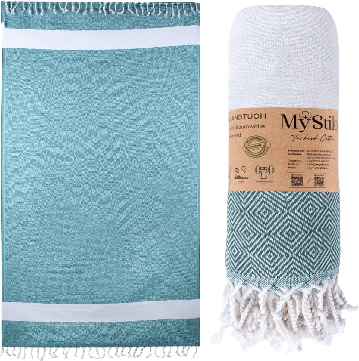 Thijox - XXL Strandhanddoek, Saunahanddoek, Dikke Zachte Badhanddoek 100 x 200 cm, Sneldrogend, Premium Hamamdoek met Diamantpatroon, Smaragdgroen, Vo