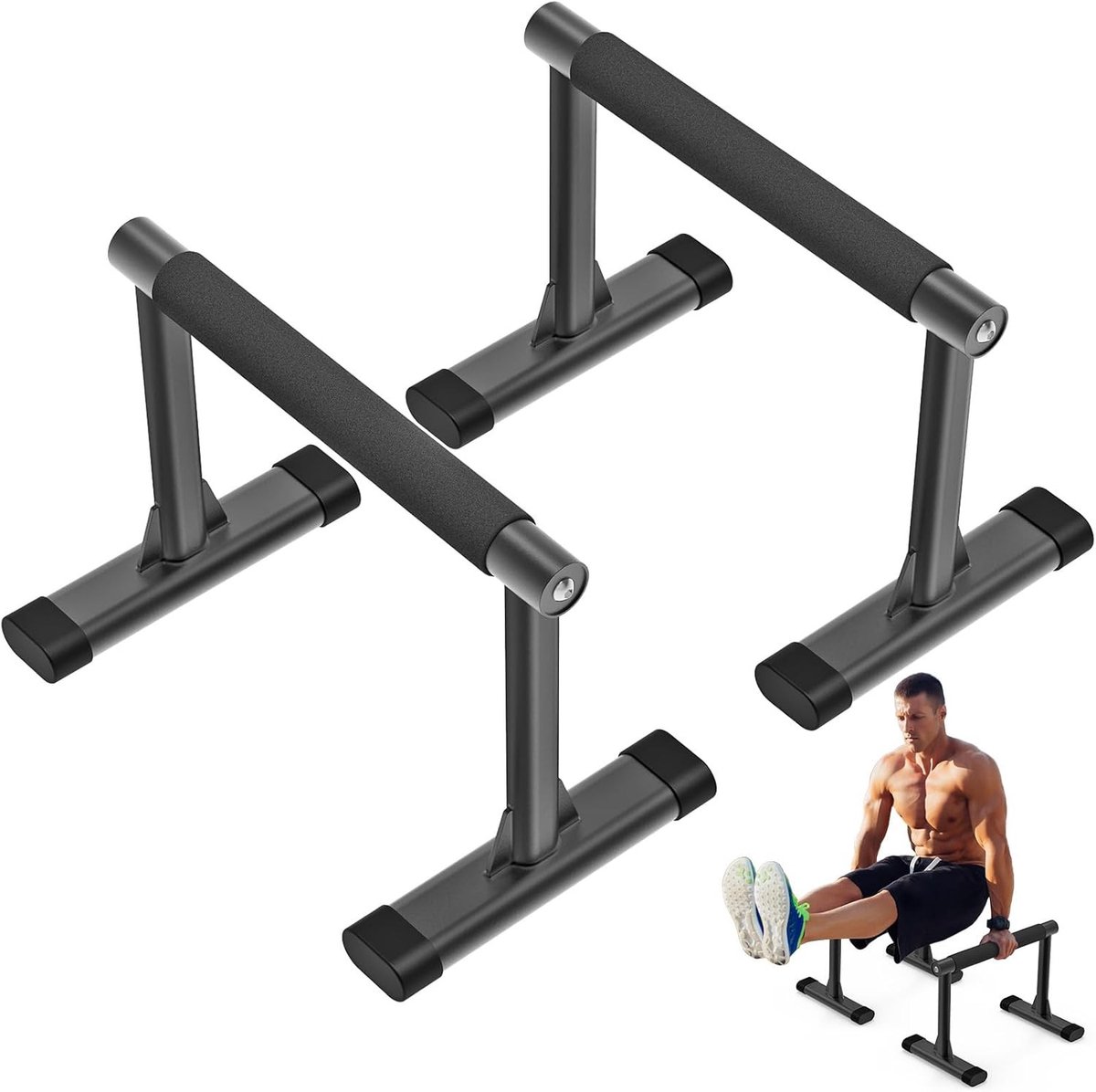 Houten Parallettes en Dipbars met Dikke Handvatten voor Handstand, L-Sit en Krachttraining, Geschikt tot 500lbs