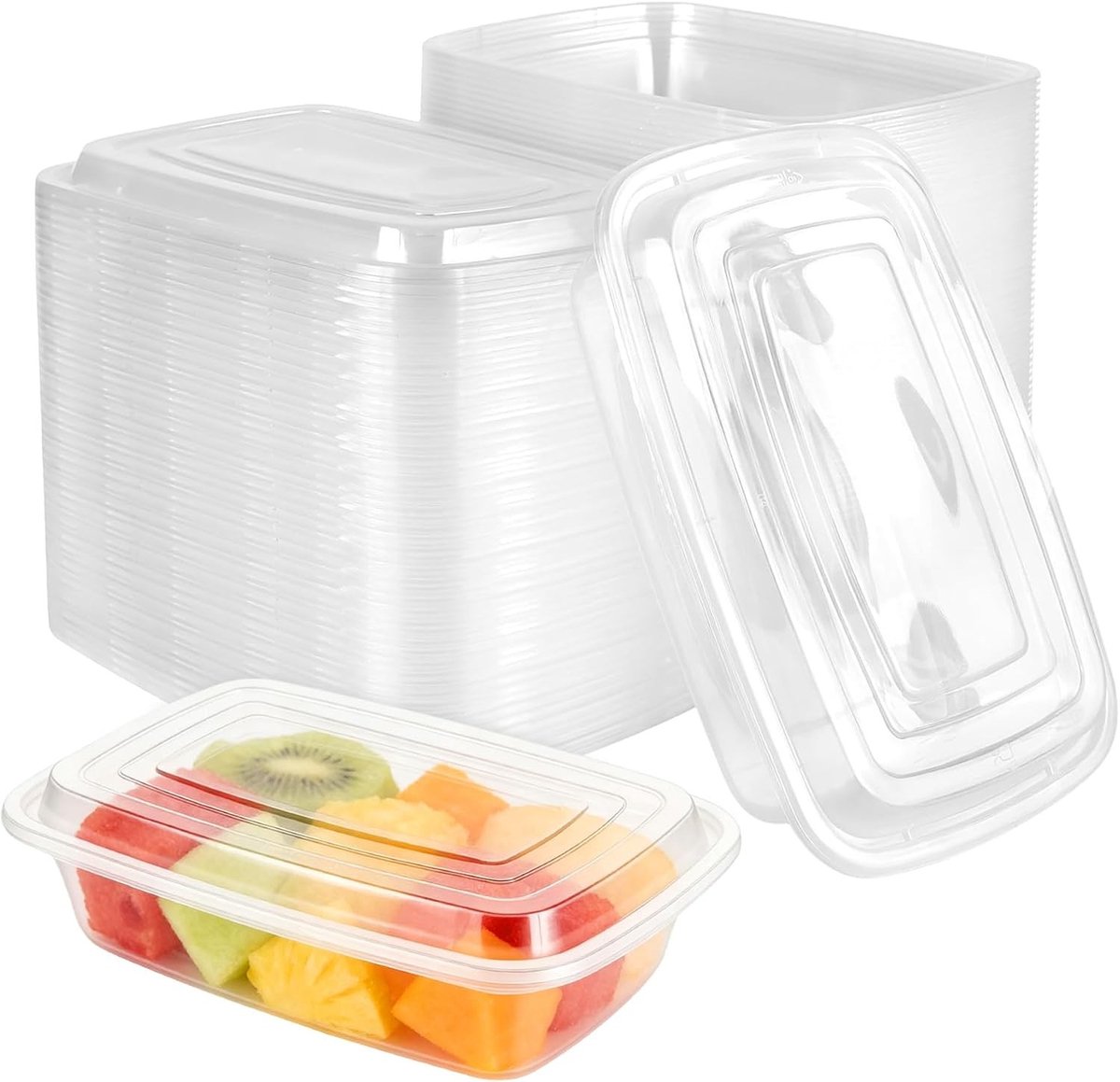 50 Stuks Plastic Maaltijd Prep Containers met Deksel, 1000ml Herbruikbare Doorzichtige Voedselopslag, Stapelbare Lunchdozen voor Maaltijdplanning en Bewaring