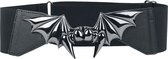 Gothicana Zwarte tailleriem met vleermuis-gesp met vampiertanden - Unisex - Standard