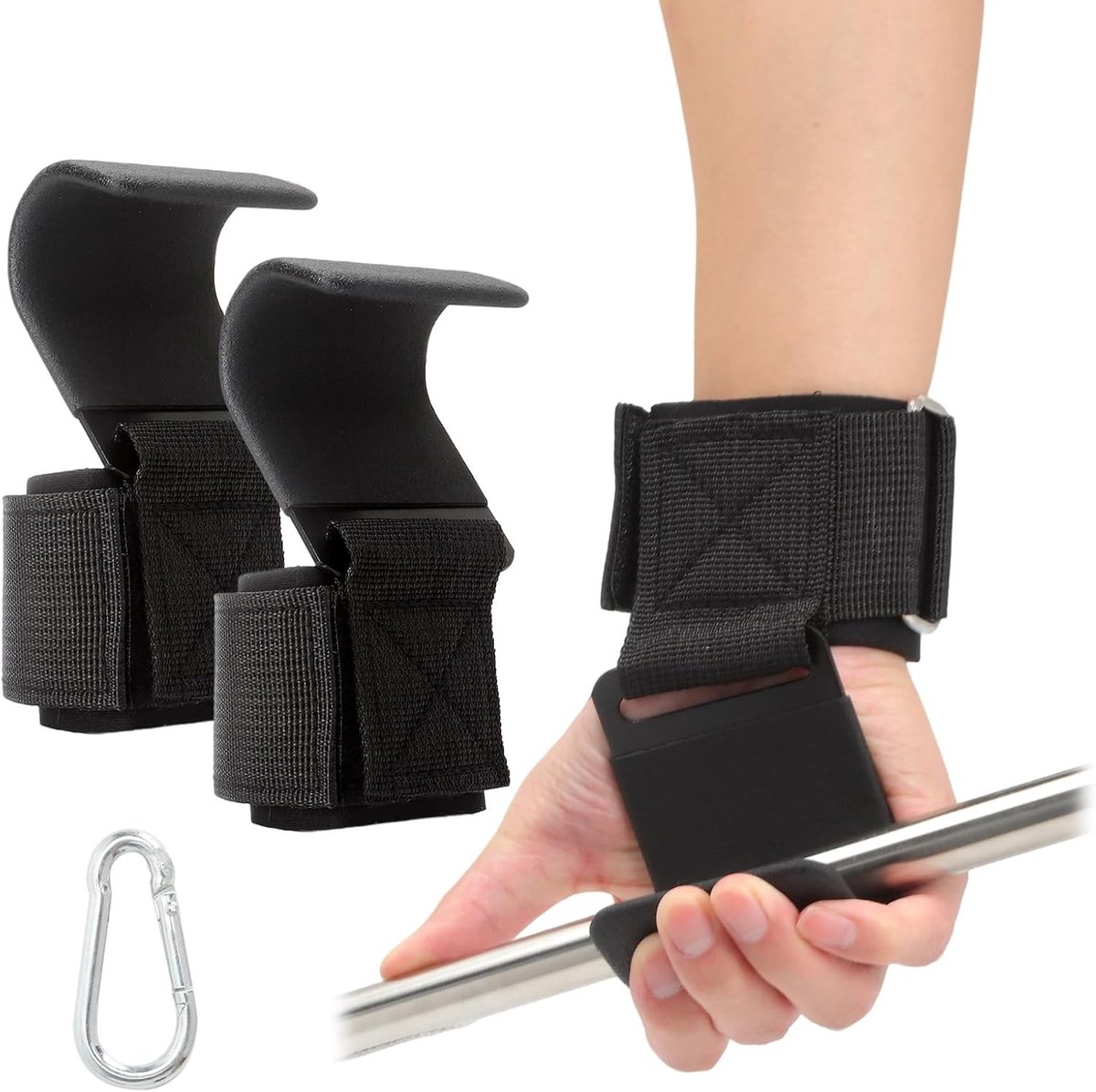 Sterke training haken voor mannen en vrouwen, gewichtheffen handvat voor pull-ups en deadlifts, ondersteuning met gym straps en grip haken