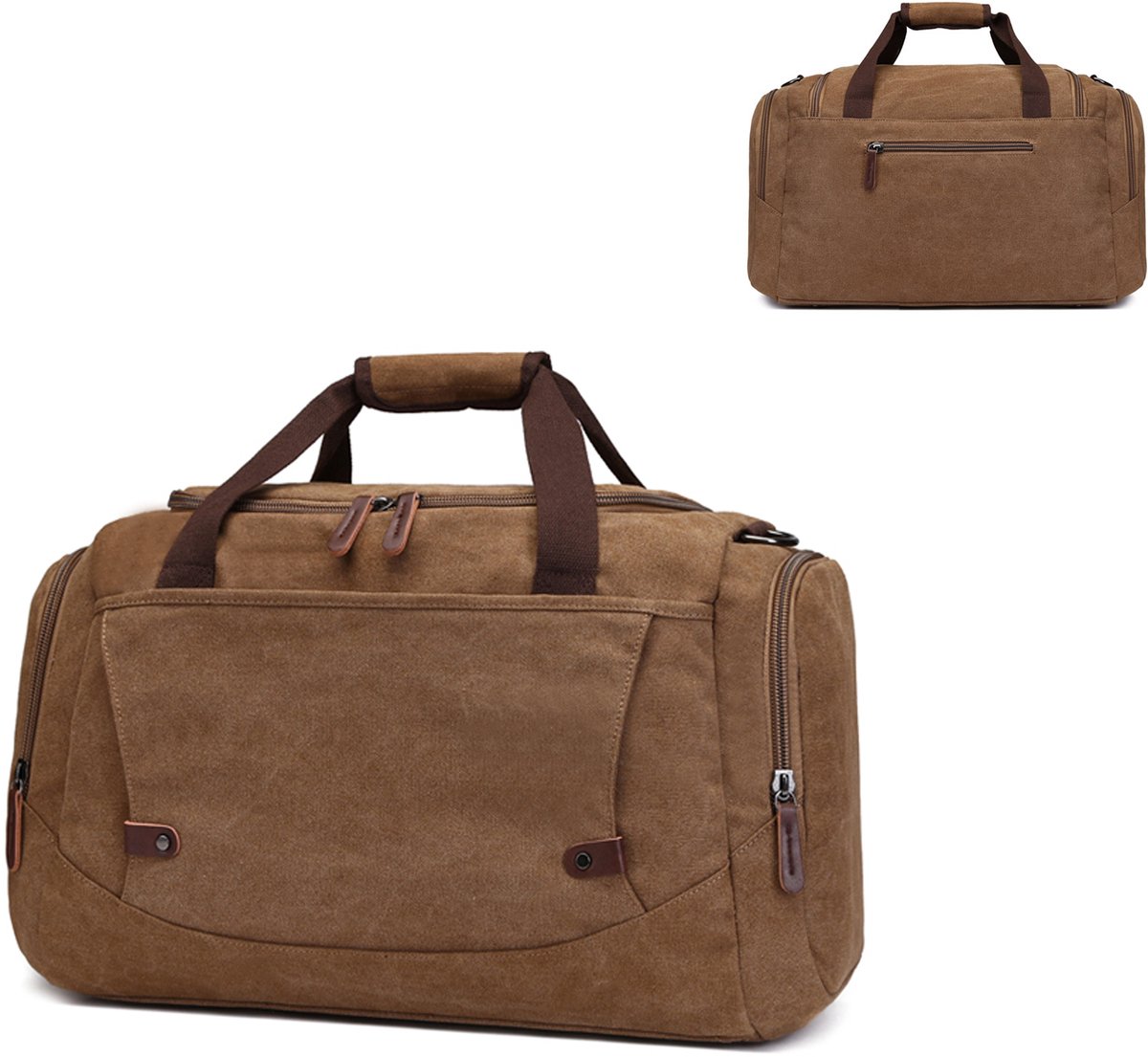 KZQ Stijlvolle canvas reisduffel voor dames en heren - Multifunctionele weekendtas voor overnachting en reizen - Koffiebruin