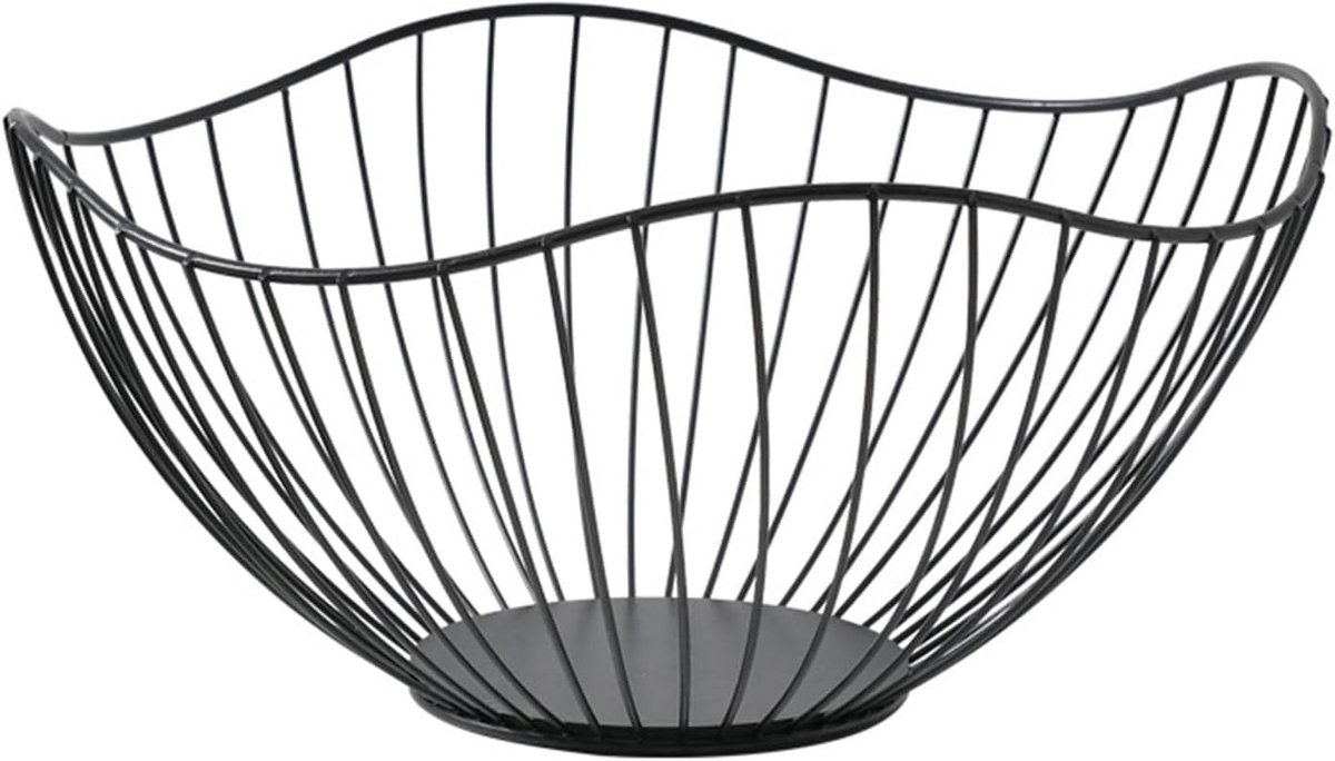 Stijlvolle draad fruitmand voor opslag van fruit en groenten - 25.4 cm, zwart, ideaal voor keuken en decoratie