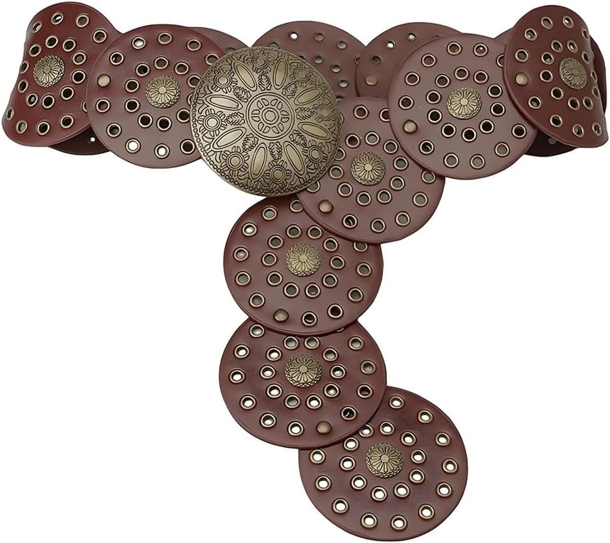 Vintage Disc Tailleband van PU Leer - Brede Hollow Boho Western Cowgirl Riem 97.4 x 9 cm