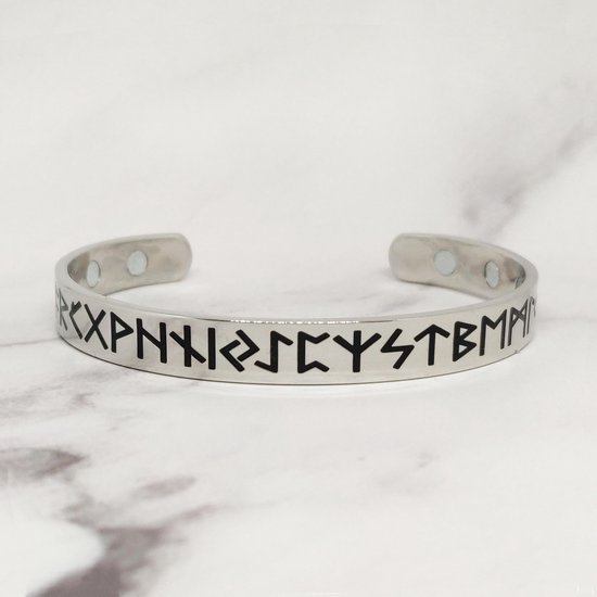 Bracelet de Mei's | Bracelet Homme Script of Runes | Acier inoxydable / acier inoxydable 316L / acier chirurgical | argent noir