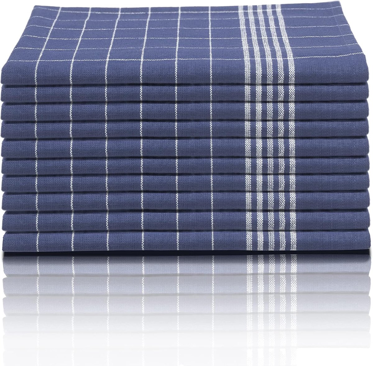 SnelShoppen - 10-delige set theedoeken en keukendoeken 50 x 70 cm, 100% katoen, Oeko-Tex Standard 100, blauw, voorgewassen, ideaal voor keuken en afwa