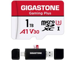 Gigastone – MicroSD – 1TB (terabyte) – Gaming Plus – geheugenkaart – 150/120MB/s for Nintendo Switch, Steam Deck, Game Console, 4K Video A1 V30 U3 MicroSDXC – met SD Adapter.
