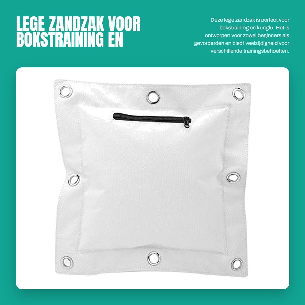 Dailygoods- Zandzak Leeg - Hoogwaardig Canvas - Geschikt voor Boksen/Muay Thai - Rits Achterkant - Duurzaam - Verkrijgbaar in 3 Maten - Bokszak