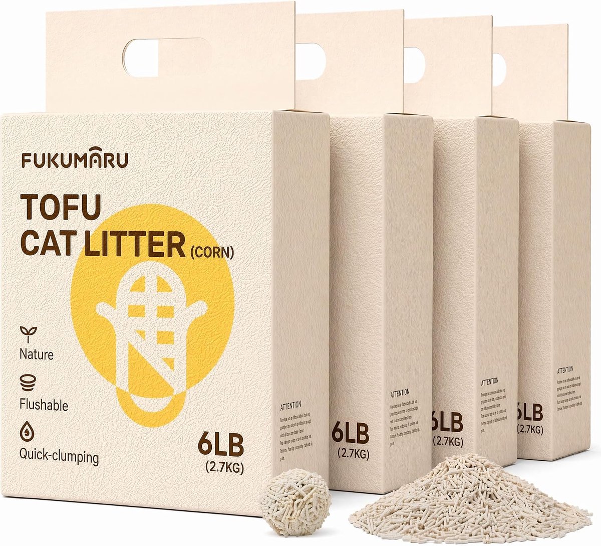 Thijox - FUKUMARU Tofu Kattenbakvulling 10.8 kg - Klontvormend kattengrit - Stofvrij, Gemakkelijk schoon te maken, Geurcontrole, Doorspoelbaar en Lage