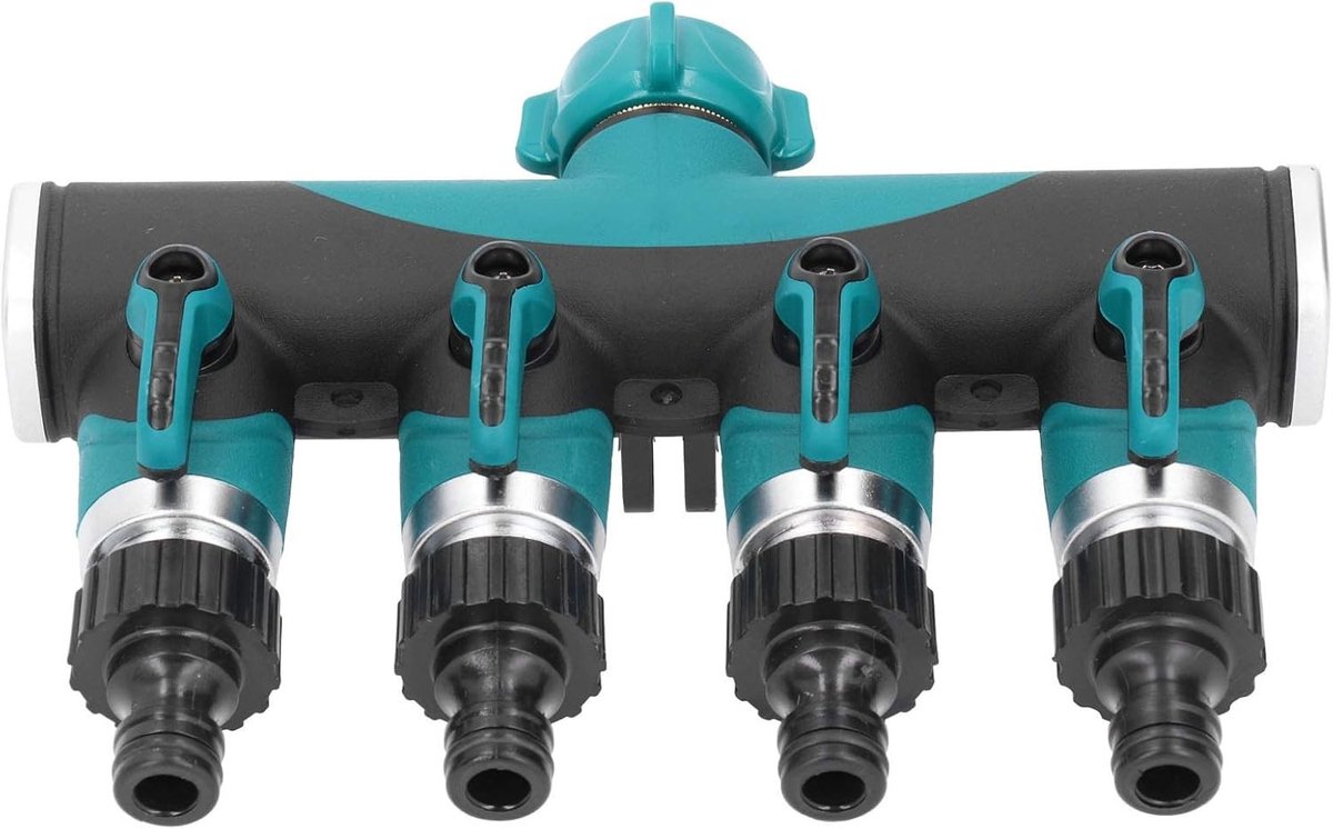 4-weg Tuinslangsplitter voor Efficiënte Waterdistributie, Metalen Slangconnector voor Tuinonderhoud en Irrigatie