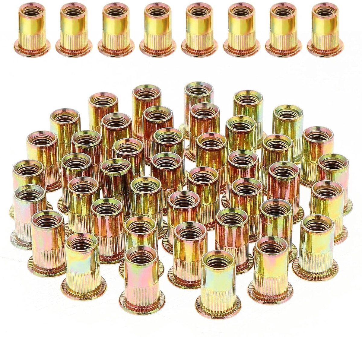 100 Stuks M10 Platte Draad Rivetmoeren van Gegalvaniseerd Koolstofstaal - Assortiment voor Metaal en Kunststof, Draad Invoegen en Bevestigen