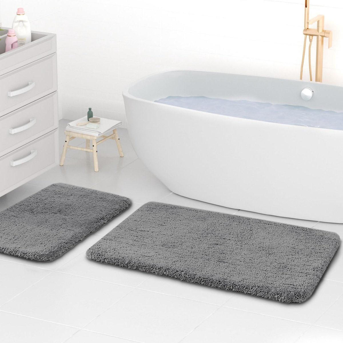 Dailygoods- Badmat Super Dikke Microvezel - Antislip Badmat - Badkamertapijt - 50 x 80 cm - 40 x 60 cm - Pluizig en Absorberend - Badkamermat