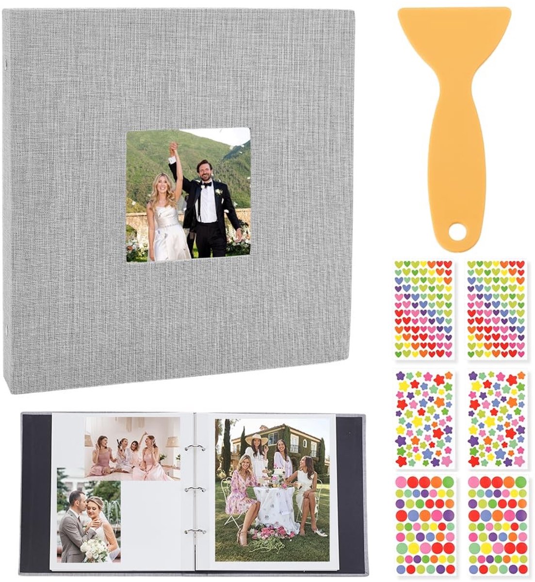 Dailygoods- Fotoalbum 30 Pagina's - Zelfklevend - Harde Omslag - Linnen - 28 x 27 cm - Voor Bruiloft/Reizen - Herinneringsalbum