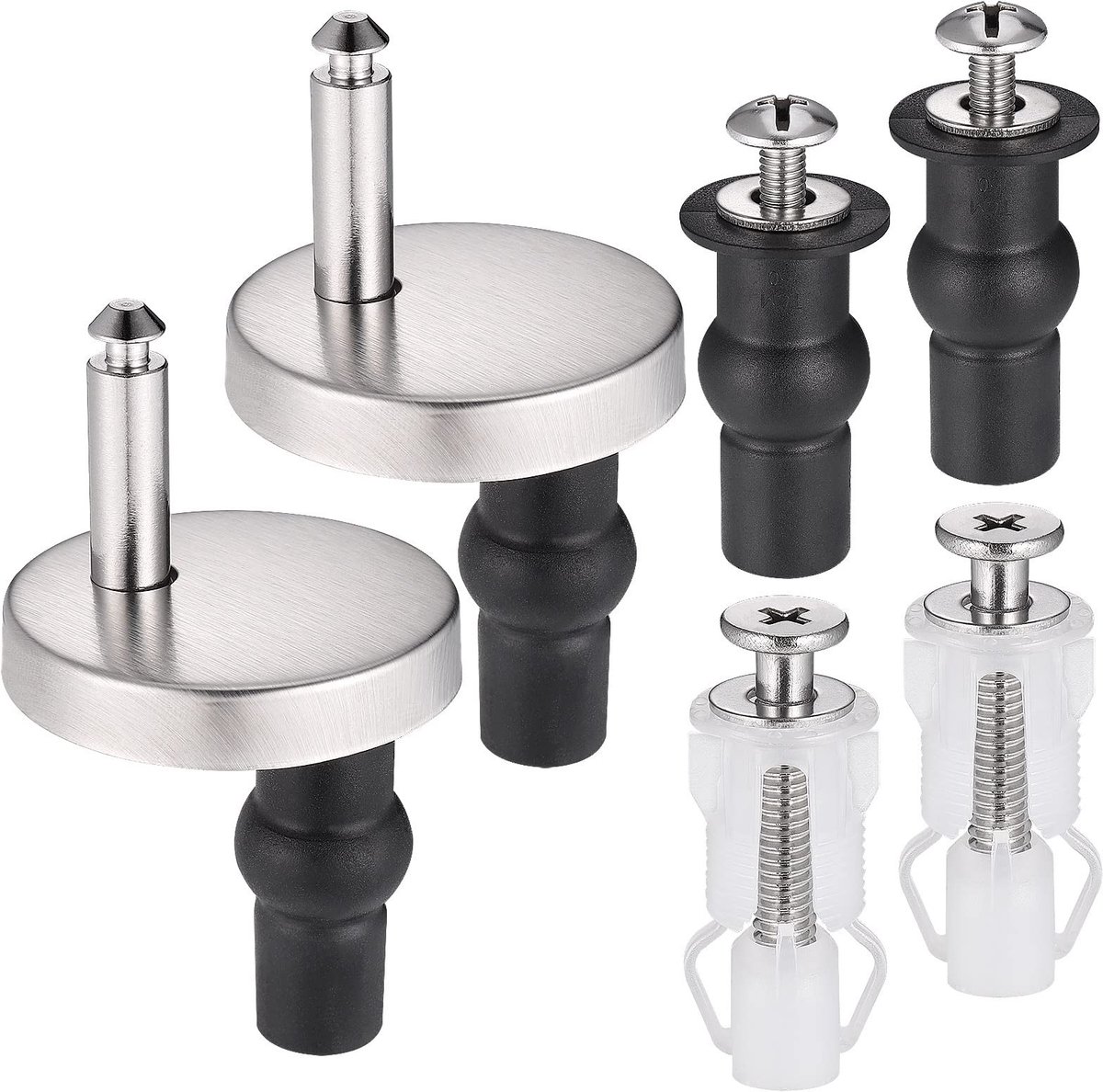 Dailygoods- WC-Brilbevestiging 6 Stuks - Schroeven/Scharnier - Roestvrij Staal - Corrosiebestendig - Sterk/Duurzaam - Geschikt voor 14-16 mm Gaten - Toiletbrilbevestiging