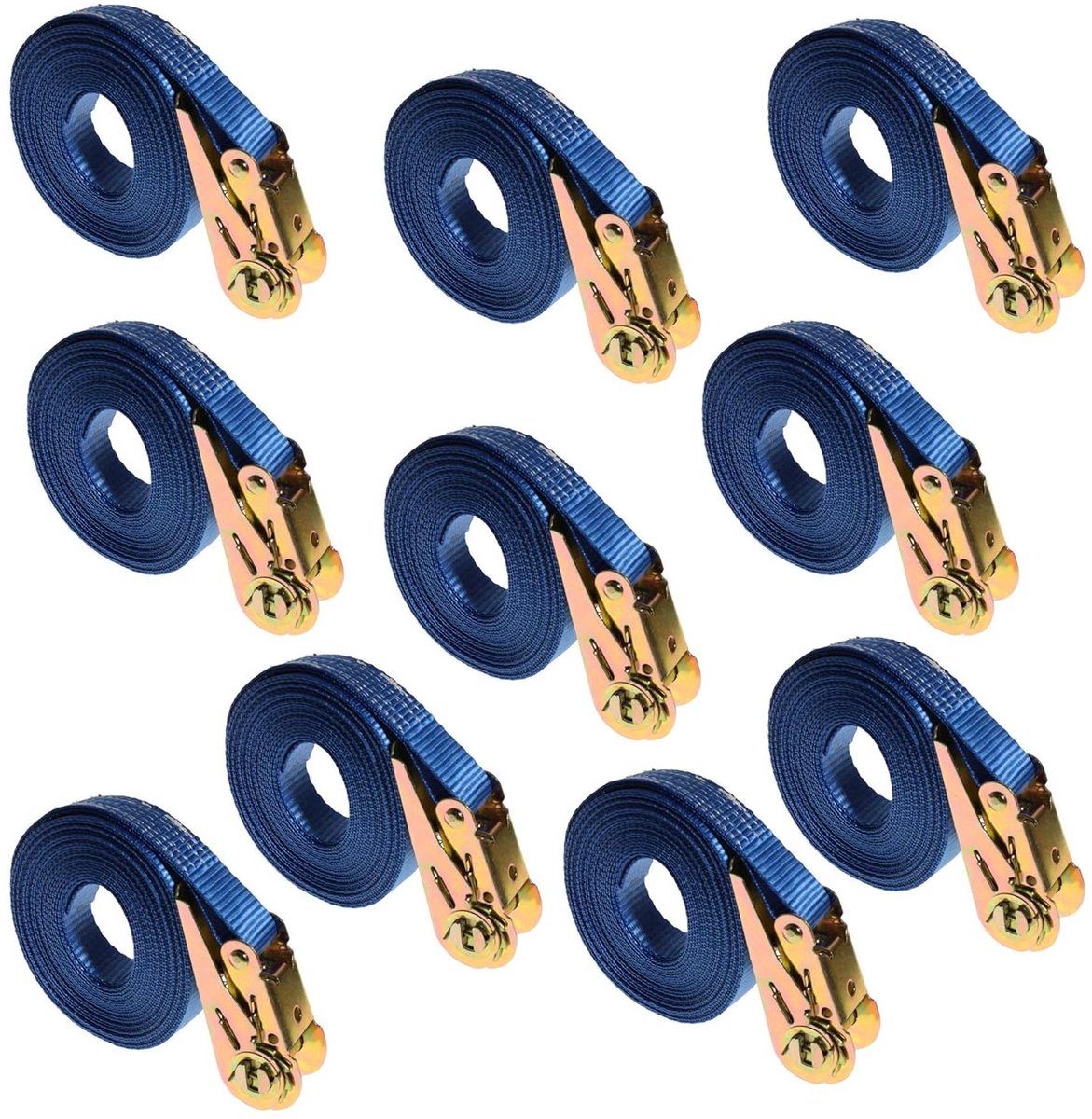 Spanbanden - Trekgordels Ladingzekering - Vracht Vervoeren - Met Metalen Ratel - 6m x 25mm - Blauw