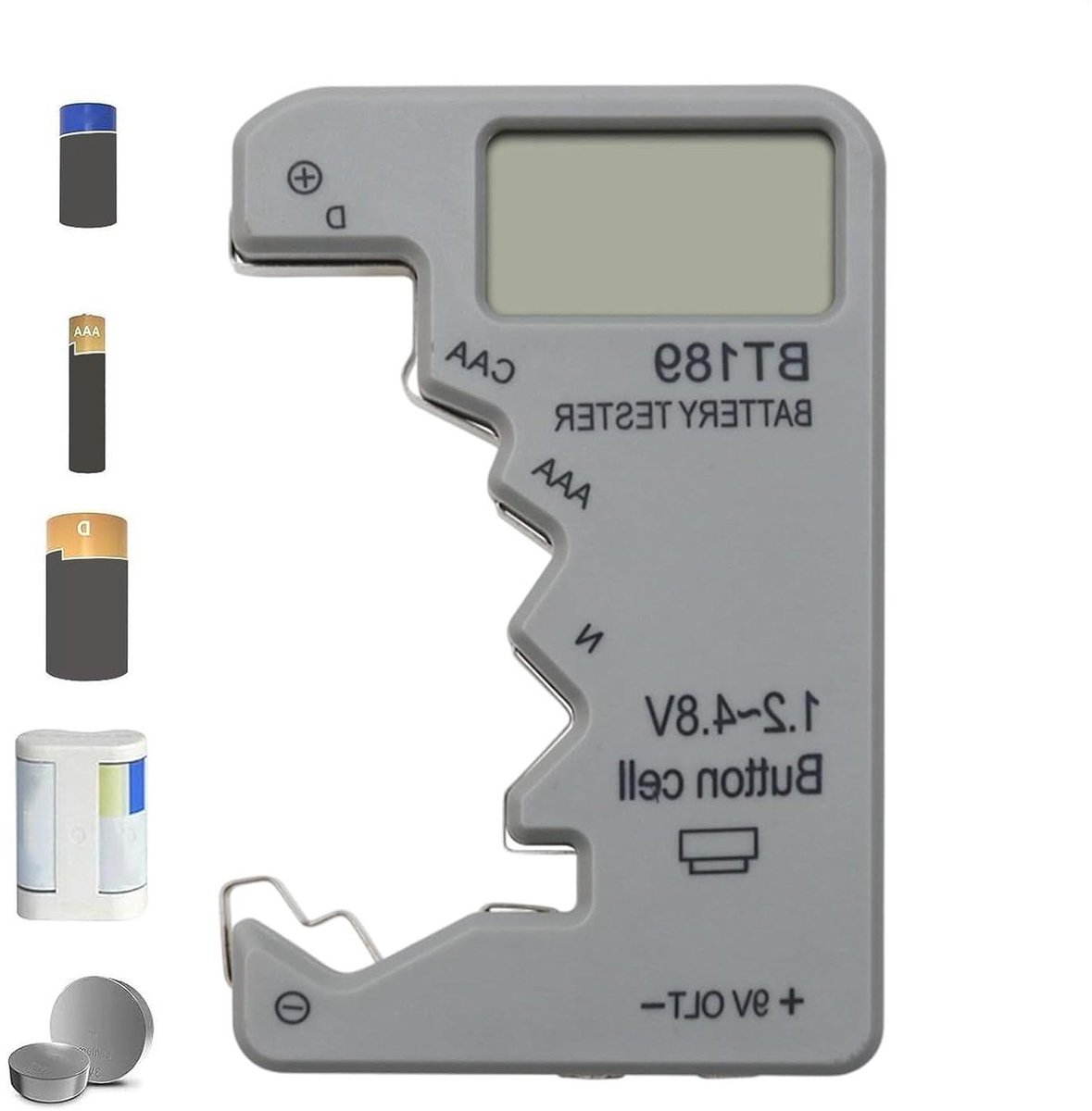 Batterijtester - Laadniveaucontrole - Energiebesparing - Draagbaar analyseapparaat - 10 x 7 x 2 cm - Zwart