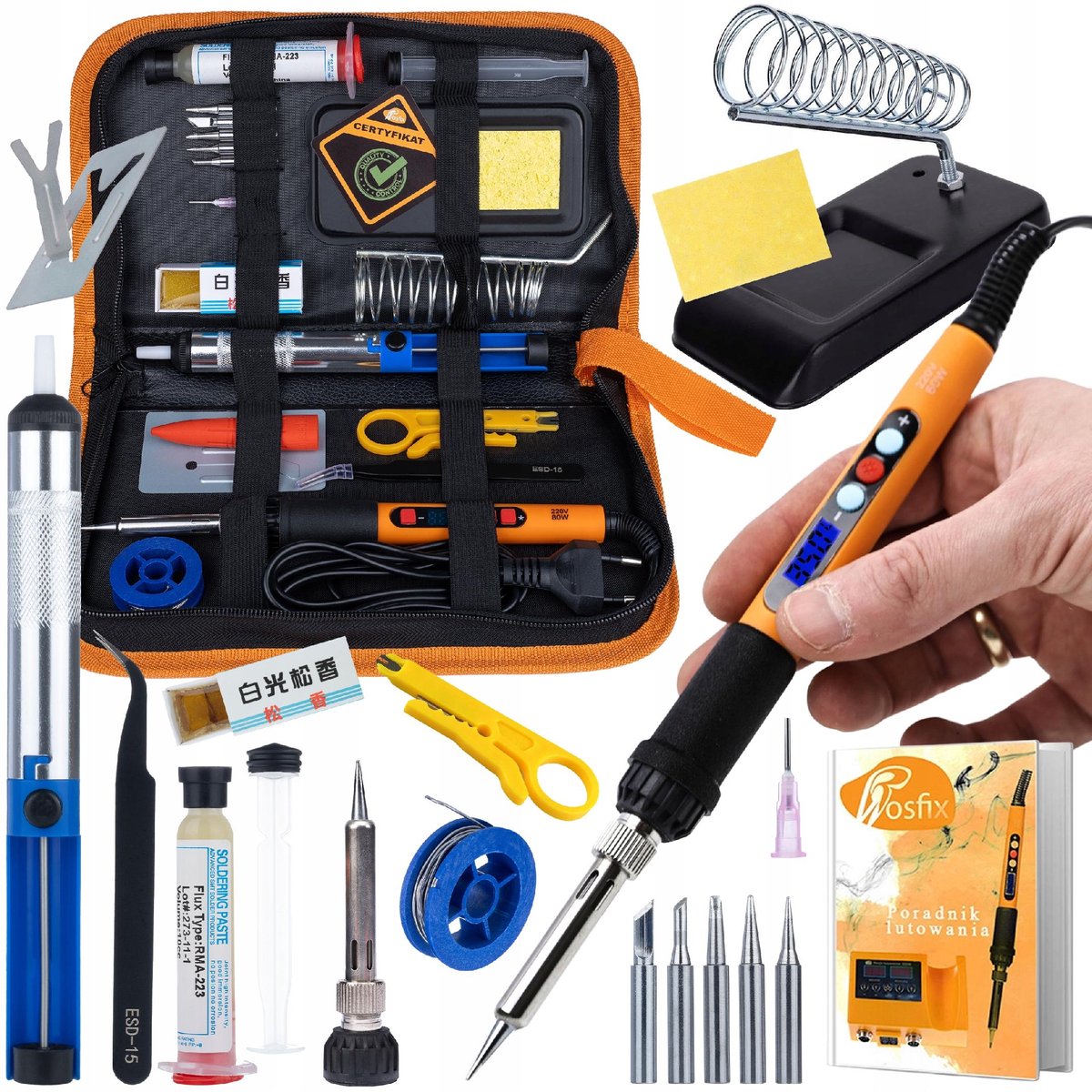 Rosfix Soldeerbout Set 8w1 - Soldeerbout 60W met LCD, Regelbaar 200–450°C